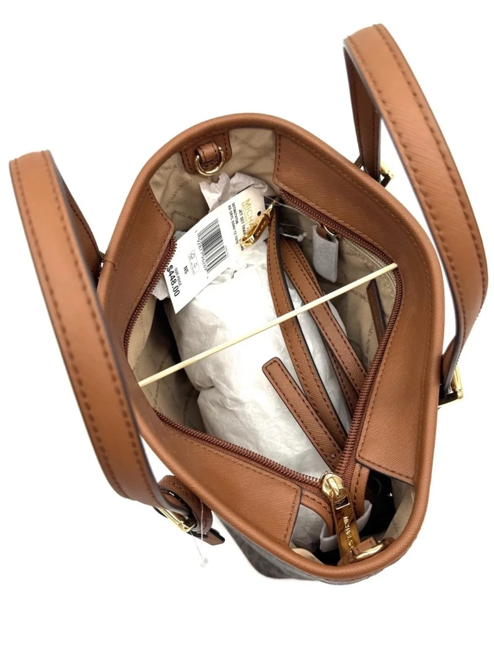 Michael Kors XS Jet Set Travel Convertible TZ Tote Bag Brown Signature